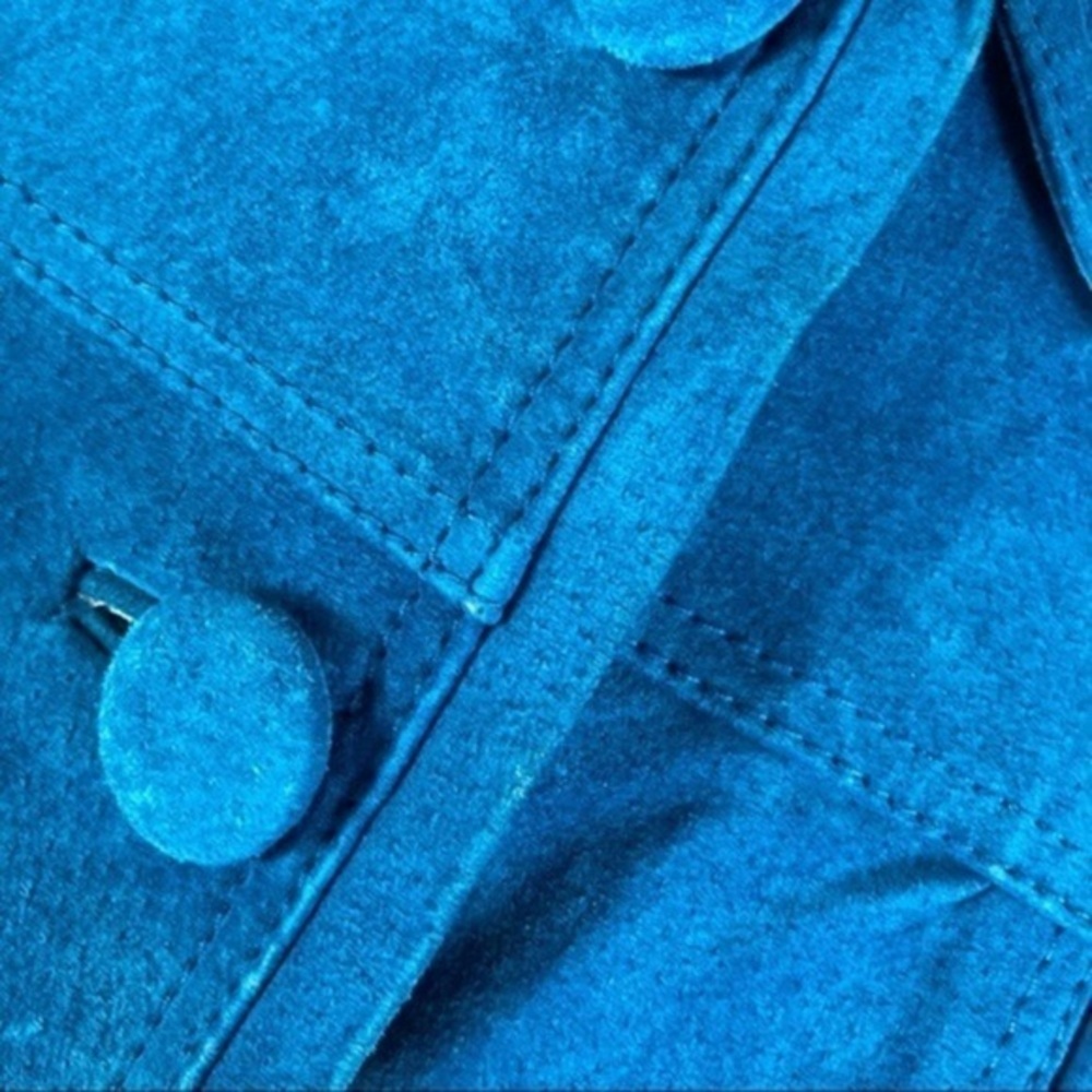 Chico's Teal Suede Leather Cropped Jacket Blazer Size 0 - Picture 5 of 12